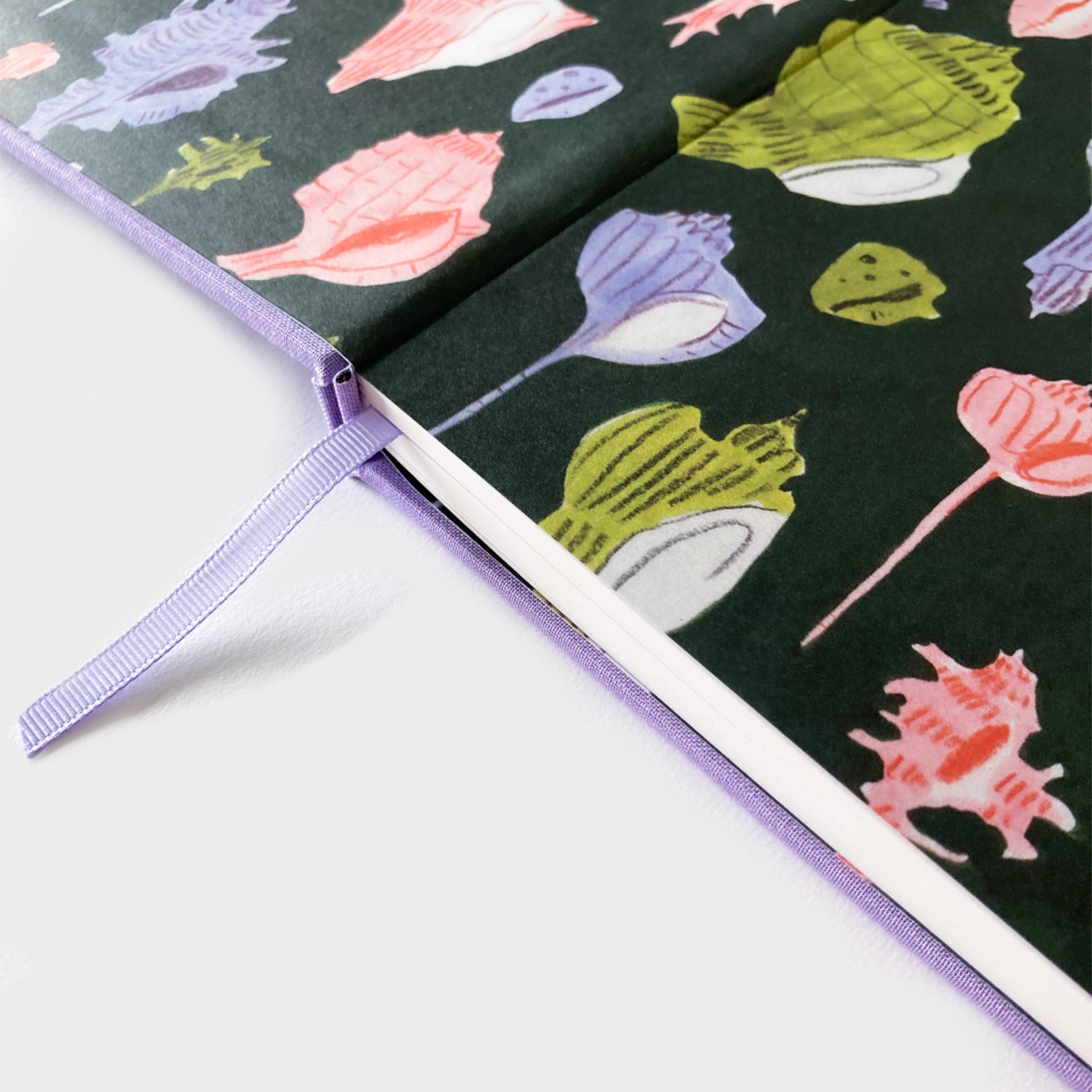 Close up of shell pattern end pages.