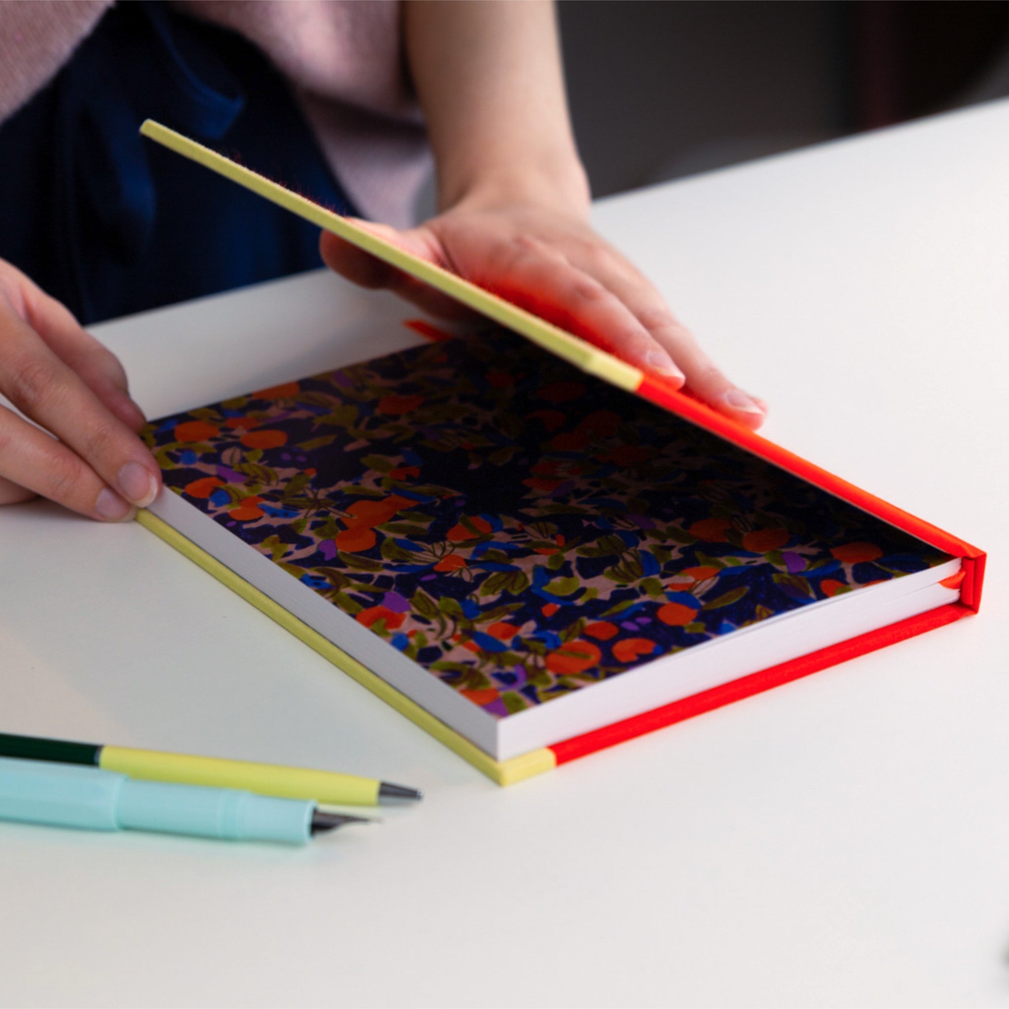 Orange pattern A5 hardback journal