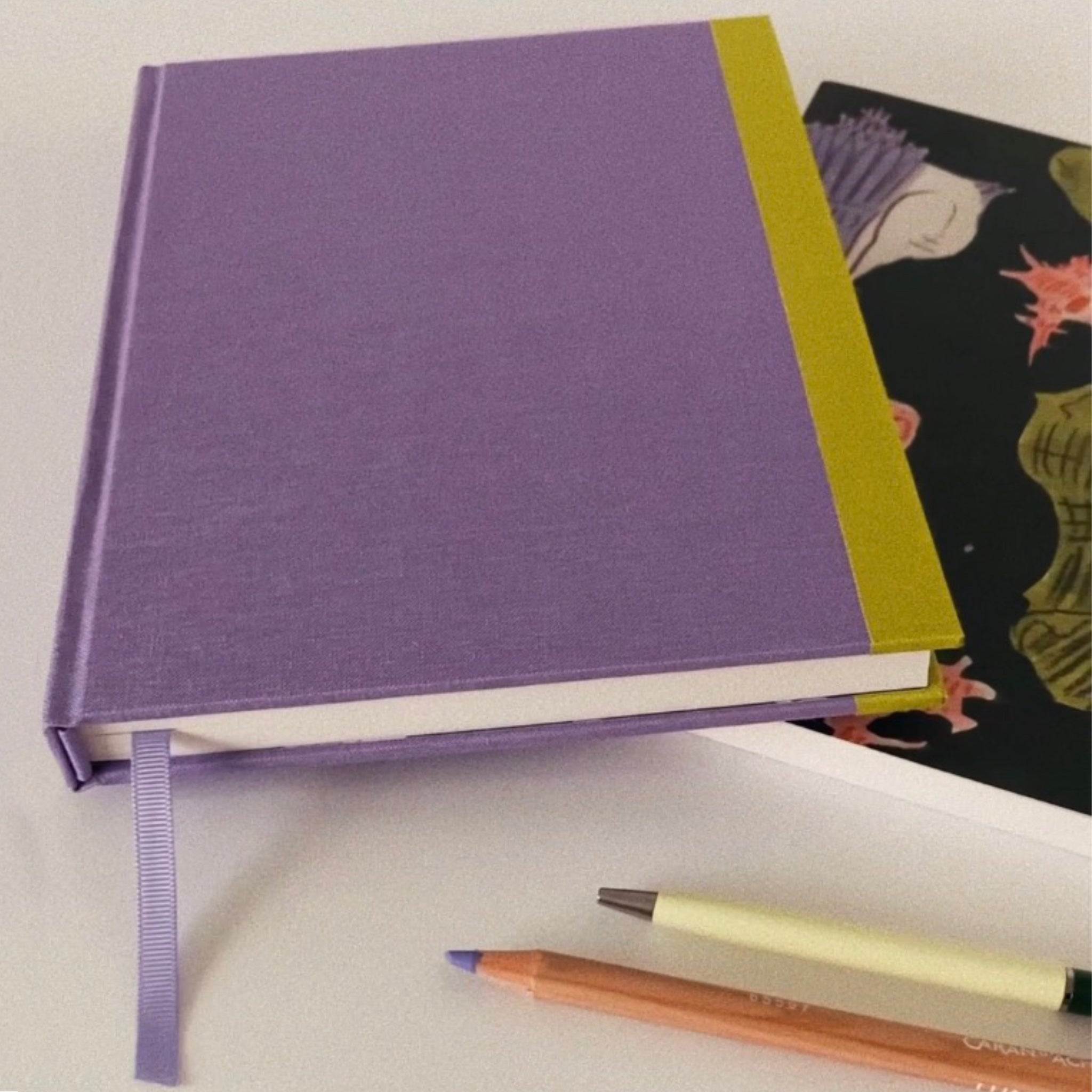 A5 lilac softcover sketchbook with mixed media paper