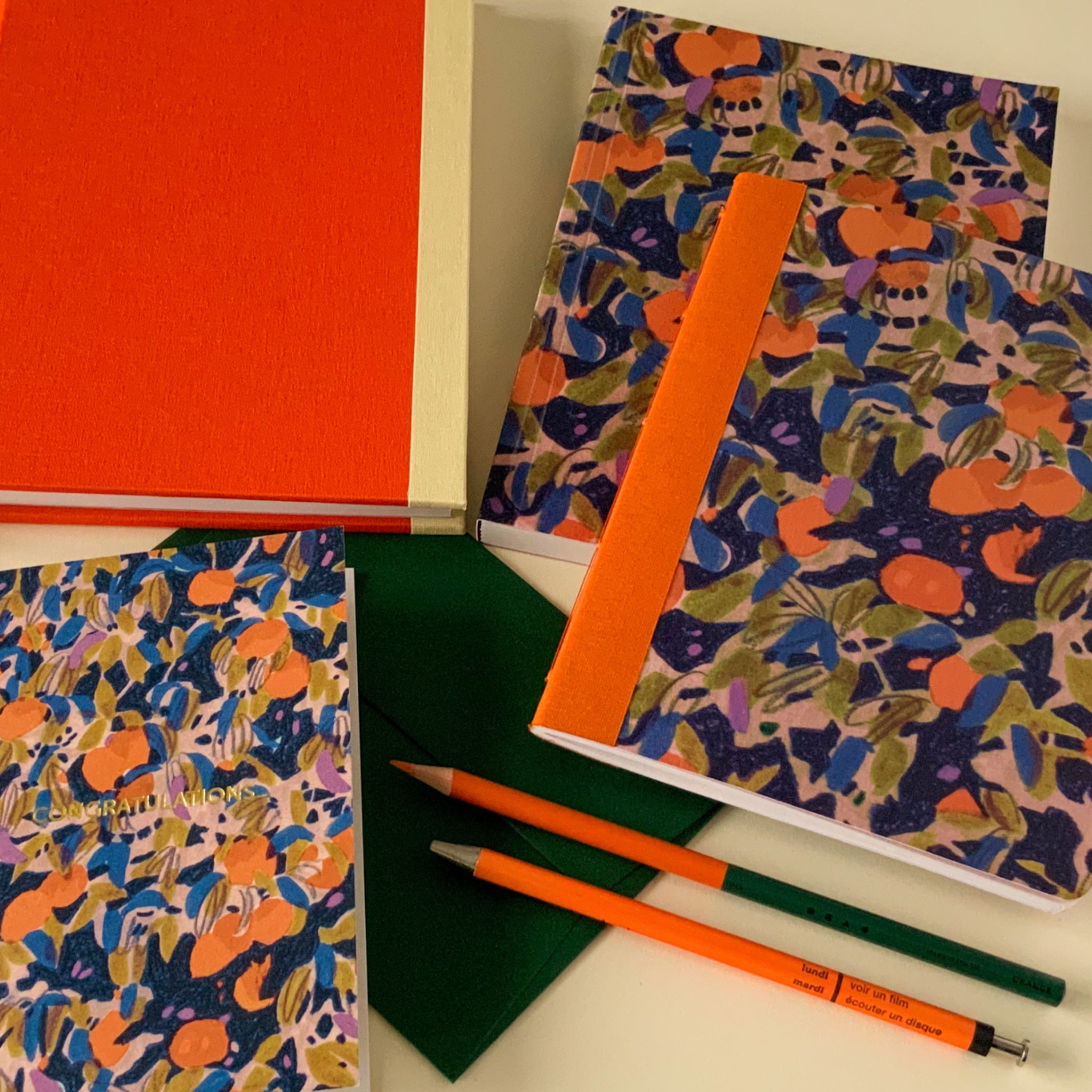 orange stationery set
