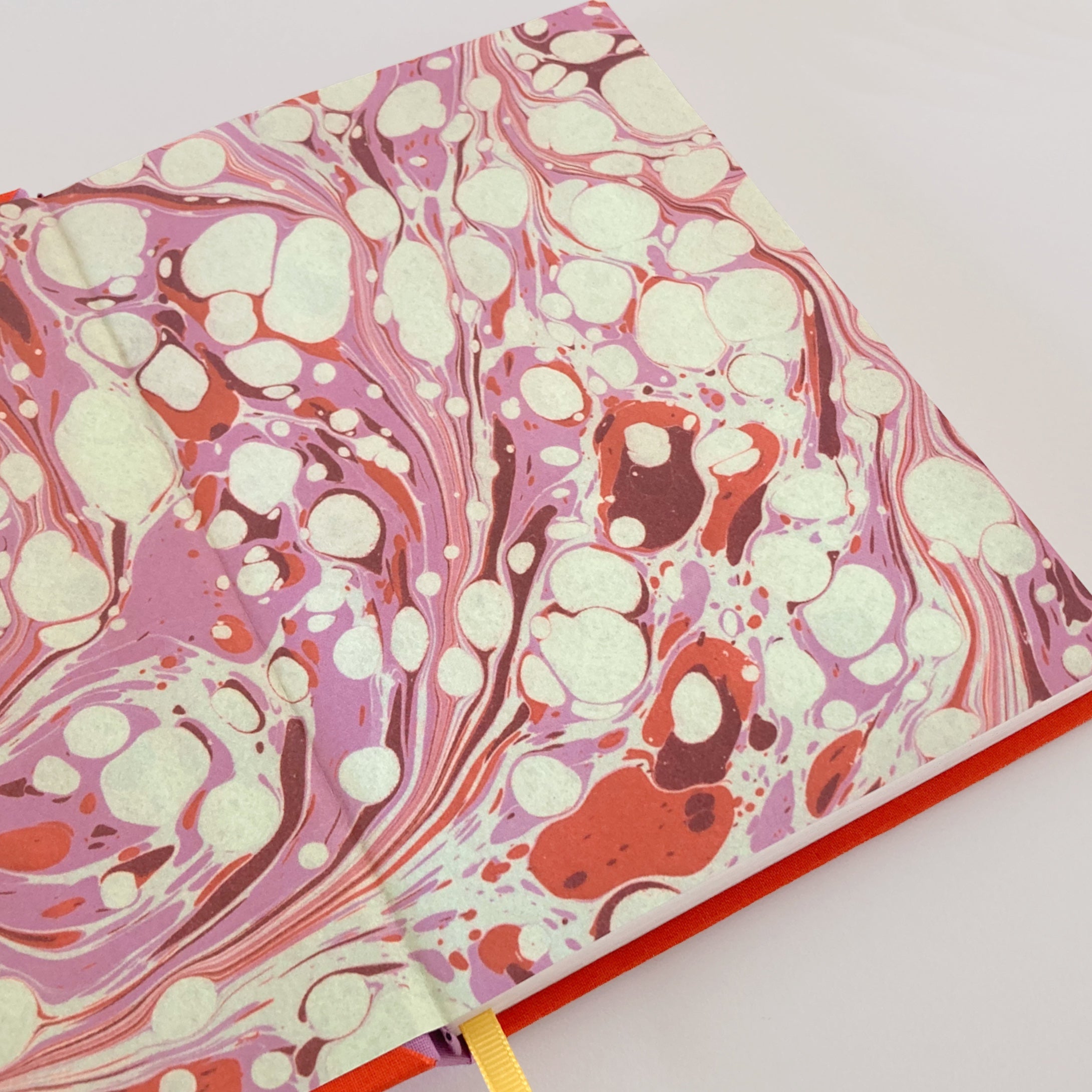 Pink and red marble end pages