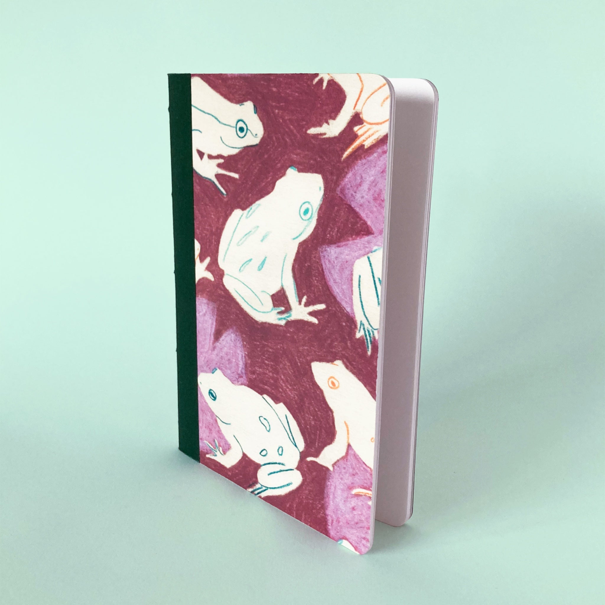 A5 paperback travel sketchbook with frog pattern