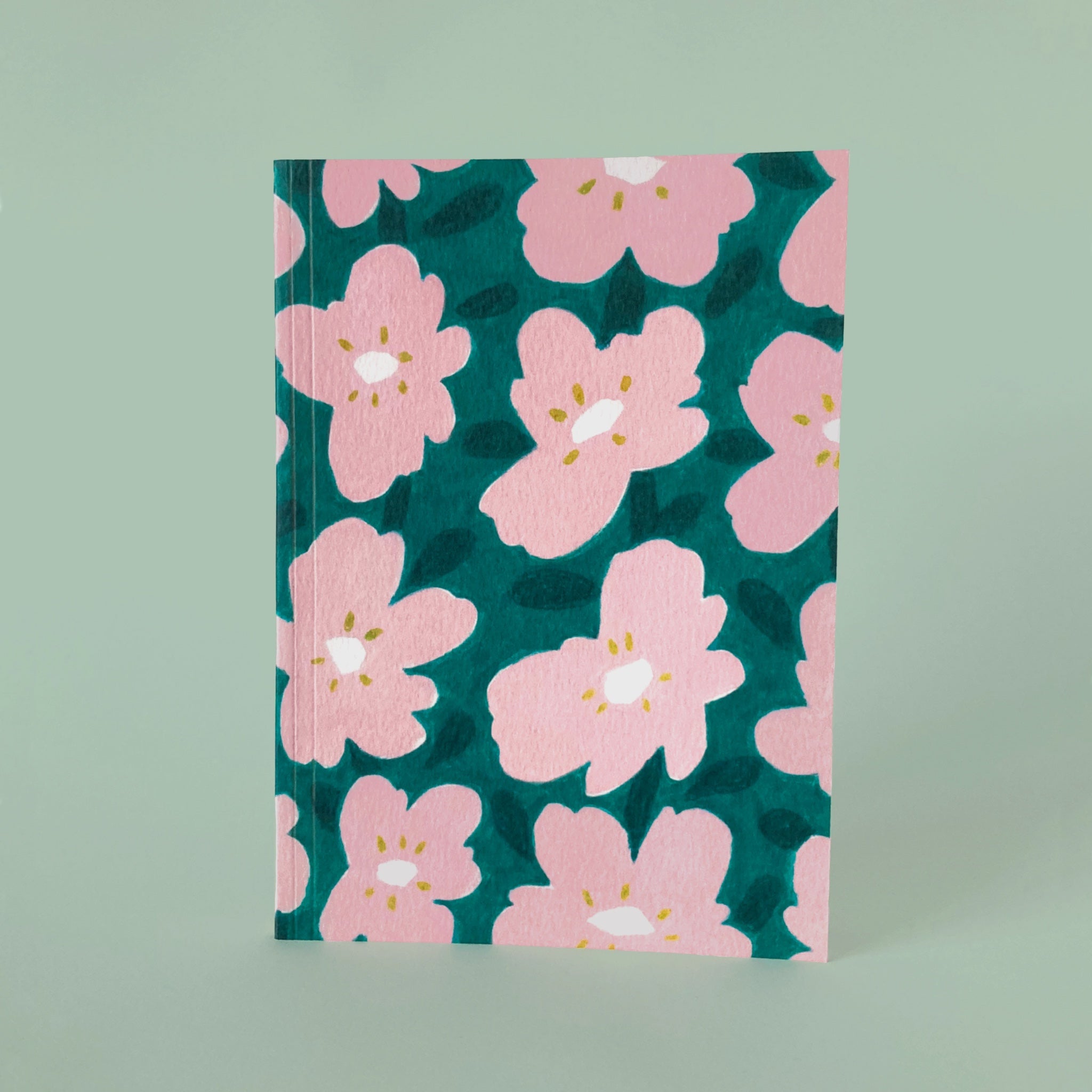 Pink floral handmade paperback sketchbook